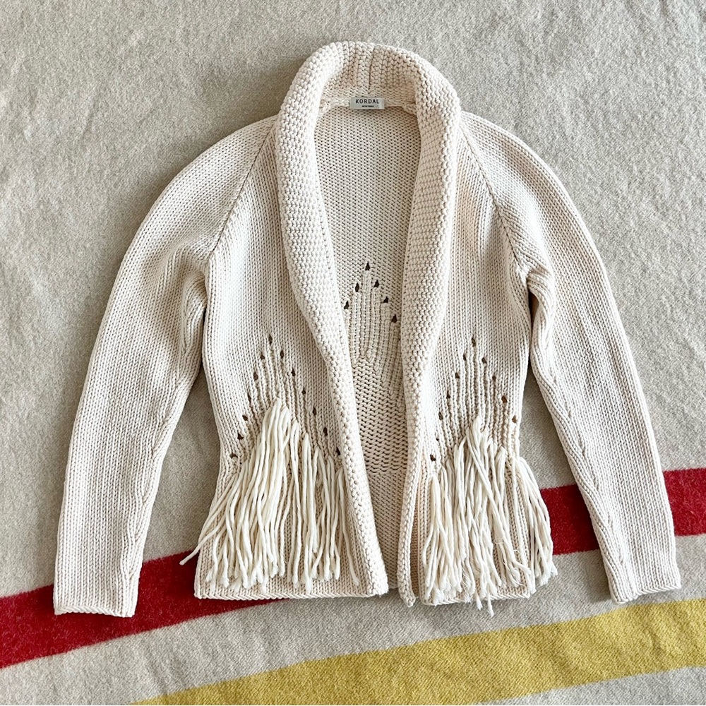 Kordal 100% wool chunky fringe cardigan